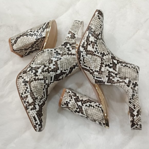 Aalia Natural Snakeskin Block Heel Slingback Pump Size 8.5 - Picture 5 of 13